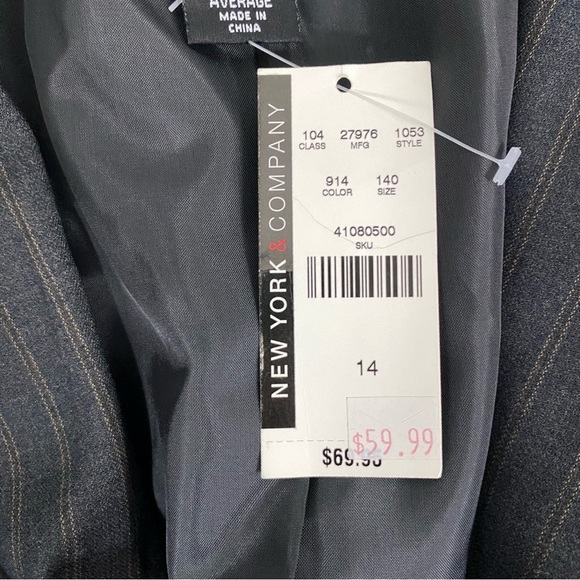New York & Company Womens Blazer 14 Bluish-Gray One-Button Striped Career Office - Picture 13 of 13